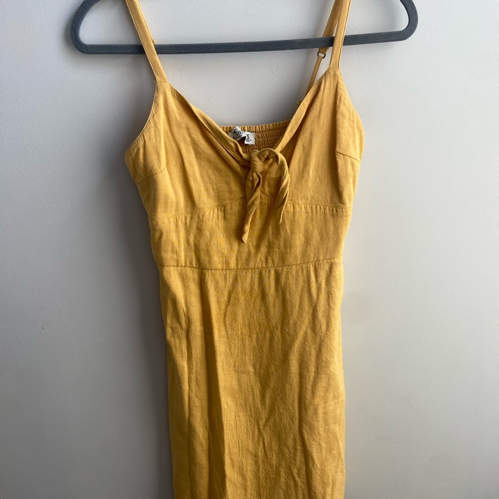 Hollister Yellow Ruched Tie Front Sundress